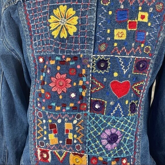 Agapo Denim Embroidered Jean Jacket - Picture 6 of 8